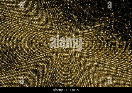 Gold Glitzer Halftone gepunkteten Hintergrund. Abstrakte Rundschreiben Retro Muster. Pop Art Stil Hintergrund. Golden Explosion von Konfetti. Digital erzeugten Im Stock Vektor