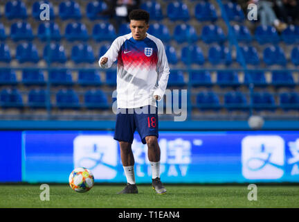 Das Stadion der Stadt Podgorica, Podgorica, Montenegro; UEFA Europameisterschaft Qualifikation Fußball, Montenegro. 25 Mär, 2019. gegen England; wärmt Credit: Nikola Krstic/Alamy leben Nachrichten Stockfoto