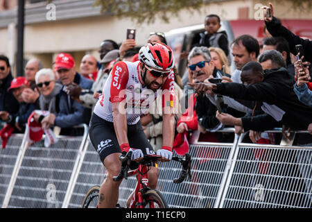 Calella, Katalonien, Spanien. 25 Mär, 2019. Volta a Catalunya radfahren Phase 1, nach Calella Calella; Thomas De Gendt von BEL gewinnt Etappe 1 in Calella Credit: Aktion plus Sport/Alamy leben Nachrichten Stockfoto