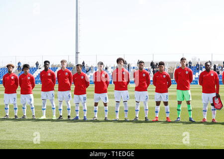 San Pedro del Pinatar, Spanien. 25 Mär, 2019. Unter-20 USA team Gruppe Line-up (USA) Fußball: Unter 20 internationalen Freundschaftsspiel zwischen den U20 USA 2-1 U 20 Japan Pinatar Arena in San Sebastián, Spanien. Credit: mutsu Kawamori/LBA/Alamy leben Nachrichten Stockfoto