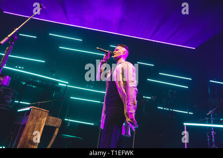 März 25, 2019 - Daniel O'Donoghue, Mark Sheehan und Glen Macht der Irischen pop-rock Band, das Script, führen Sie eine intime Show im Victoria Theatre in Halifax, Großbritannien, 2019 Credit: Myles Wright/ZUMA Draht/Alamy leben Nachrichten Stockfoto