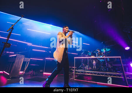 März 25, 2019 - Daniel O'Donoghue, Mark Sheehan und Glen Macht der Irischen pop-rock Band, das Script, führen Sie eine intime Show im Victoria Theatre in Halifax, Großbritannien, 2019 Credit: Myles Wright/ZUMA Draht/Alamy leben Nachrichten Stockfoto