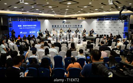 Boao, China Hainan Provinz. 26 Mär, 2019. Foto zeigt die Sitzung von 'Data: Ein ungenutztes Bonanza' während des Boao Forum für Asien Jährliche Konferenz 2019 in Boao, South China Hainan Provinz, 26. März 2019. Credit: Yang Guanyu/Xinhua/Alamy leben Nachrichten Stockfoto