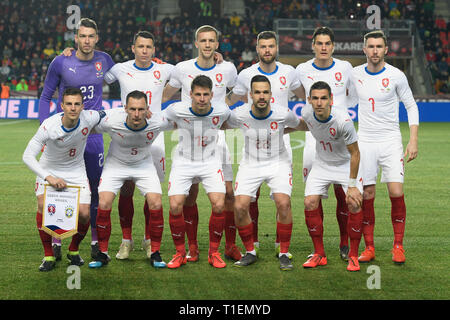 Prag, Tschechische Republik. 26 Mär, 2019. Der tschechischen Nationalmannschaft vor dem Fußball-Match Tschechische Republik Brasilien bei Sinobo Stadion, Prag, Tschechische Republik, am Dienstag, 27. März 2019 vs darstellen. Credit: Ondrej Deml/CTK Photo/Alamy leben Nachrichten Stockfoto