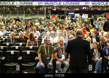 SCOTTSDALE, AZ/USA - Januar 17, 2019: Barrett Jackson live im Fernsehen übertragenen Automobil Auktion bei Westworld in Scottsdale, Arizona, am 17. Januar 2019. Stockfoto