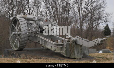 Rückansicht eines Ordnance BL 60 pounder ist eine britische 127 mm (5 in.) starken WW1 Gun Stockfoto