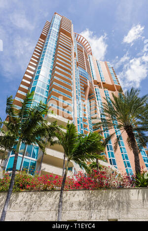 Miami Beach Florida, South Pointe Park, Point, Portofino Tower, Sieger Suarez, moderne Architektur, Luxus, Eigentumswohnung Wohnapartments buil Stockfoto