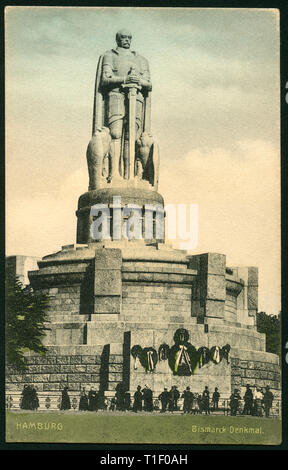 Deutschland, Hamburg, St. Pauli, Bismarck Denkmal, Postkarte, 1908., Additional-Rights - Clearance-Info - Not-Available Stockfoto