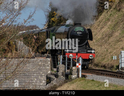 Flying Scotsman bei Besuch der Swanage Railway Stockfoto