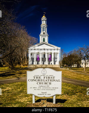 Erste Gemeindekirche Madison Grün Historic District Madison, Connecticut, USA Stockfoto