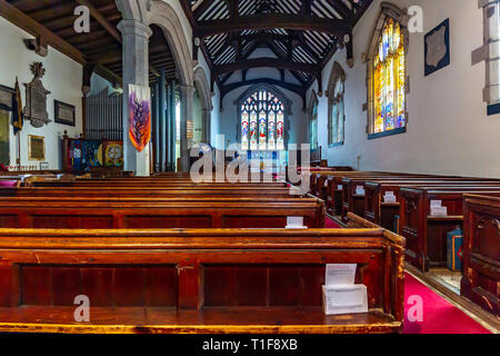 Innenraum der Kirche Johannes des Täufers, Henley in Arden, Warwickshire, Großbritannien. Stockfoto