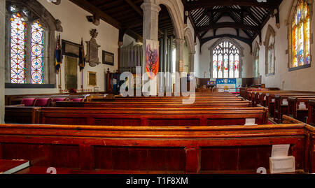 Innenraum der Kirche Johannes des Täufers, Henley in Arden, Warwickshire, Großbritannien. Stockfoto