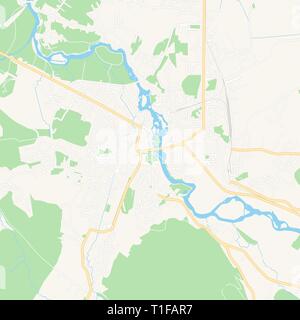 Druckbare Karte von Bihac, Bosnien und Herzegowina mit Haupt- und Nebenstraßen und größere Bahnen. Diese Karte ist sorgfältig für Routing und placi konzipiert Stock Vektor