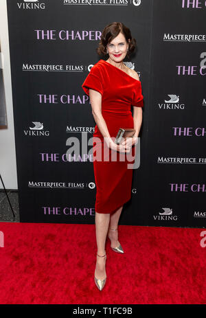 New York, Vereinigte Staaten. 25 Mär, 2019. Elizabeth McGovern tragen Kleid von Christopher Kane besucht New York Premiere des Chaperon von PBS und Meisterwerk Filme bewirtet an Museum für Moderne Kunst Credit: Lev Radin/Pacific Press/Alamy leben Nachrichten Stockfoto