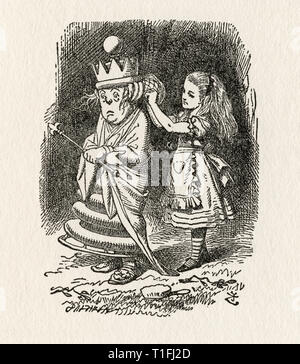 Alice und die Weiße Königin. Abbildung von Sir John Tenniel, (1820 - 1914). Aus dem Buch Durch den Spiegel und was Alice dort fand, Lewis Carroll, veröffentlicht London, 1912. Stockfoto