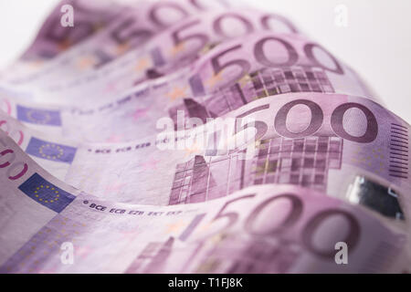 Close-up fünf houndred Euro Banknoten Geld und Währung Stockfoto