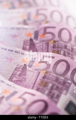 Close-up fünf houndred Euro Banknoten Geld und Währung Stockfoto