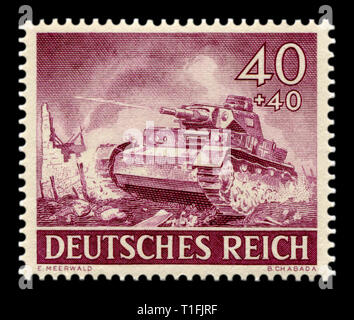 Deutsche historische Stempel: Deutsche mittlerer Panzer Panzer PzKpfw IV auf den Ruinen der Stadt Stalingrad. Wehrmacht, Memorial Day Ausgabe 1943 Stockfoto