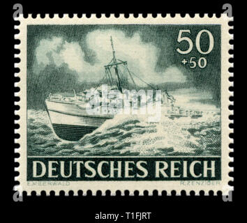 Deutsche historische Stempel: High-speed-deutsche Torpedoboot Serie S 14-17, raue See mit Wellen, Kriegsmarine, Wehrmacht Memorial Day Ausgabe 1943, Deutschland Stockfoto