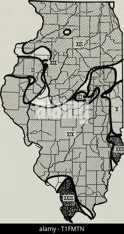 Die Verteilung der periodischen Zikaden die Verteilung der periodischen Zikaden in Illinois distributionofpe 91 stan Jahr: 1975 11 Main Street, Rockford, zeigt das Überleben dieser Brut, trotz der niedrigen Zahlen, die in den letzten 136 Jahren der menschlichen Belegung der Stadt. In einem Wald bei Castle Rock, Ogle County, der östliche Teil enthielt keine zikaden, während der westliche Teil, mit der gleichen Gelände aber möglicherweise weniger Sand in der Erde, enthielt eine gute Gesang Bevölkerung. Dort fand ich Erwachsene, Skins und Löcher im Boden. Diese Beobachtung und andere tragen Sie die Behauptung, dass jede Stockfoto