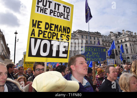 Legen Sie die Menschen Demonstration in London gegen Brexit und ein Appell für eine Völker Abstimmung über eine abschließende Einigung. London, UK, 23. März 2019 Stockfoto