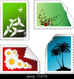 Festlegen der Post Briefmarken auf weißem Hintergrund Stock Vektor