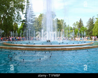 Budapest, Ungarn - 01.Mai 2018: Musik Brunnen in der Margareteninsel Budapest Attraktion Stockfoto