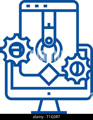 Anwendung und Entwicklung von Software Symbol Leitung Konzept. Anwendung und Entwicklung von Software flachbild Vektor Symbol, Zeichen, umriss Abbildung. Stock Vektor