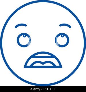 Erstaunt emoji Symbol Leitung Konzept. Erstaunt emoji Flachbild vektor Symbol, Zeichen, umriss Abbildung. Stock Vektor