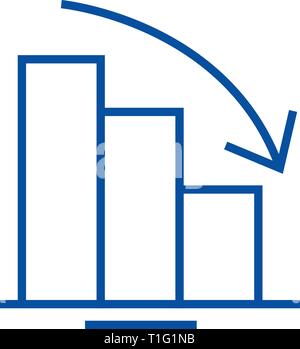Bars absteigende Kurve Symbol Konzept. Bars absteigend graph Flachbild vektor Symbol, Zeichen, umriss Abbildung. Stock Vektor