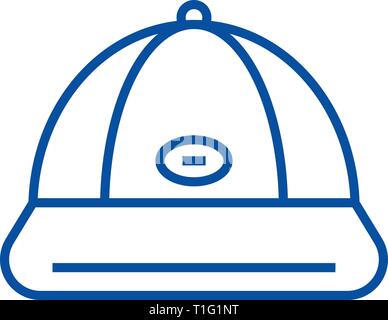 Baseball cap Symbol Leitung Konzept. Baseball cap Flachbild vektor Symbol, Zeichen, umriss Abbildung. Stock Vektor