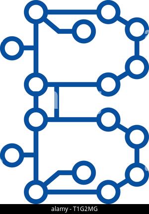 Blockchain Technologie, Stromkreis Symbol Leitung Konzept. Blockchain Technologie, Stromkreis flachbild Vektor Symbol, Zeichen, umriss Abbildung. Stock Vektor