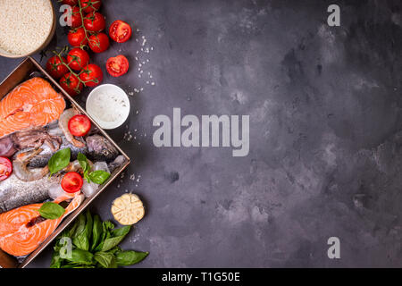 Gemischte Fische und Meeresfrüchte Stockfoto