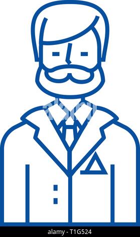 Unternehmer, business Rechtsanwalt, Rechtsberater Symbol Leitung Konzept. Unternehmer, business Rechtsanwalt, Rechtsberater flachbild Vektor Symbol, Zeichen, umriss Abbildung Stock Vektor