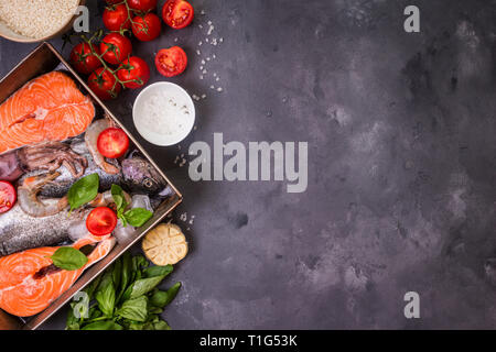Gemischte Fische und Meeresfrüchte Stockfoto