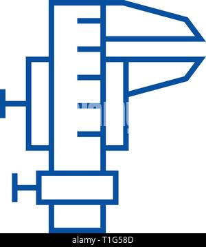 Bremssattel Werkzeug Symbol Leitung Konzept. Bremssattel Werkzeug flachbild Vektor Symbol, Zeichen, umriss Abbildung. Stock Vektor