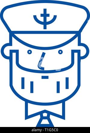 Mit nautischen hat Symbol Leitung Konzept Kapitän. Mit nautischen hat Flachbild vektor Symbol, Zeichen Kapitän, umriss Abbildung. Stock Vektor