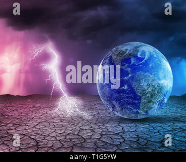 Die globale Erwärmung und die Apokalypse Konzept 3D-Abbildung. Elemente dieses Bild von der NASA eingerichtet. Stockfoto