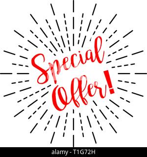 Spezielles Angebot mit Burst auf einem weißen Hintergrund, Vektor Stock Vektor