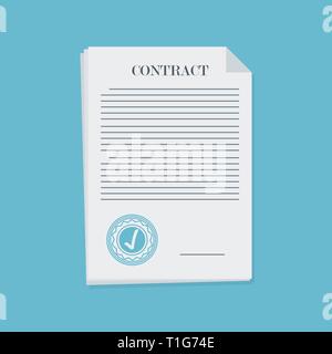 Vertrag im flachen Stil, Geschäftskonzept, Vector Illustration Stock Vektor