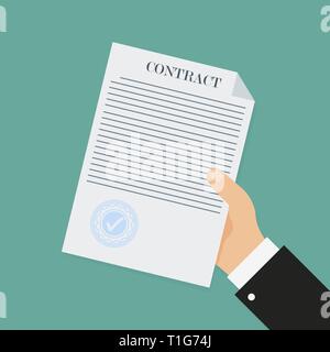 Vertrag im flachen Stil, Geschäftskonzept, Vector Illustration Stock Vektor