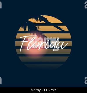 Florida drucken. Typografie Design. Muster auf Shirt. Florida Abbildung. Retro Style. Vector Illustration Stock Vektor