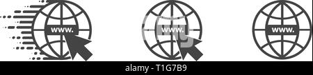Symbol für WWW. Website Icon Set. Www-Ikone mit den Cursor im flachen Stil-Vektor Stock Vektor