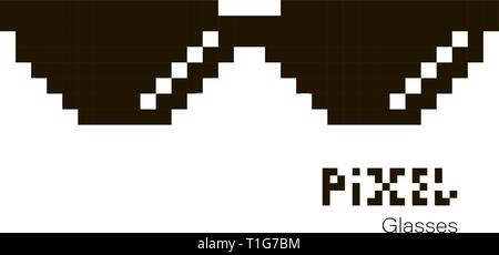 Pixel Brille. Sonnenbrille pixel. Brillensymbol. Abbildung in Pixel Stil. Vektor Stock Vektor