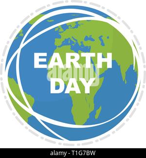 Tag der Erde. Landkarte. Abbildung: happy Earth Day. Flat Style. Vektor Stock Vektor