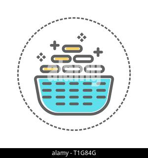 Wäscheservice Symbole in Farben Stil. Blau und Gelb Farben Vector Illustration Stock Vektor