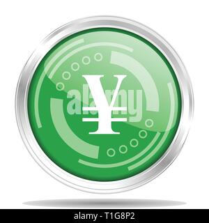 Yen silber metallic Chrom Grenze runde Web Icon, Vector Illustration für Webdesign und mobile Anwendungen auf weißem Hintergrund Stock Vektor