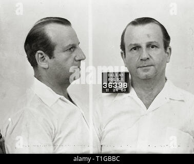 Buchung foto Polizeifoto von Dallas, Texas Nachtklubinhaber Jack Ruby, kurz nachdem für das Schießen Lee Harvey Osawld, 24. November 1963 Datei Referenz Nr. 1003 823 THA verhaftet wurde, Stockfoto