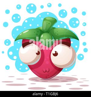 Nette, verrückte Erdbeere - Cartoon Illustration. Stock Vektor