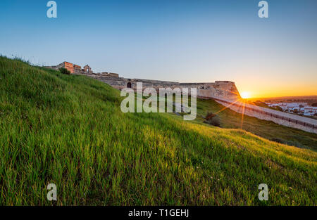 Forte de São Sebastião, Castro Marim bei Sonnenuntergang Stockfoto